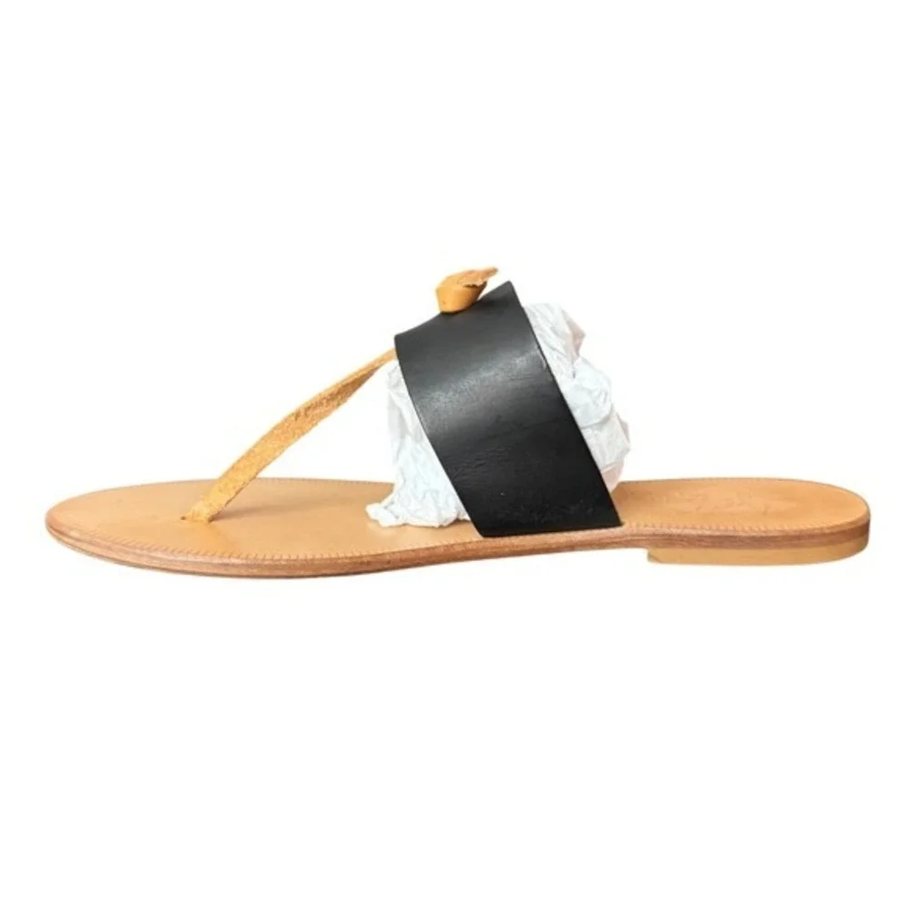 Joie women 37.5 sz US 7-7.5 A La‎ Plage Black and Natural Leather Boho Sandals